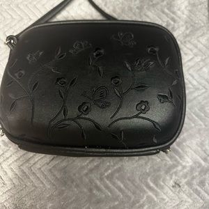 Black floral shoulder bag